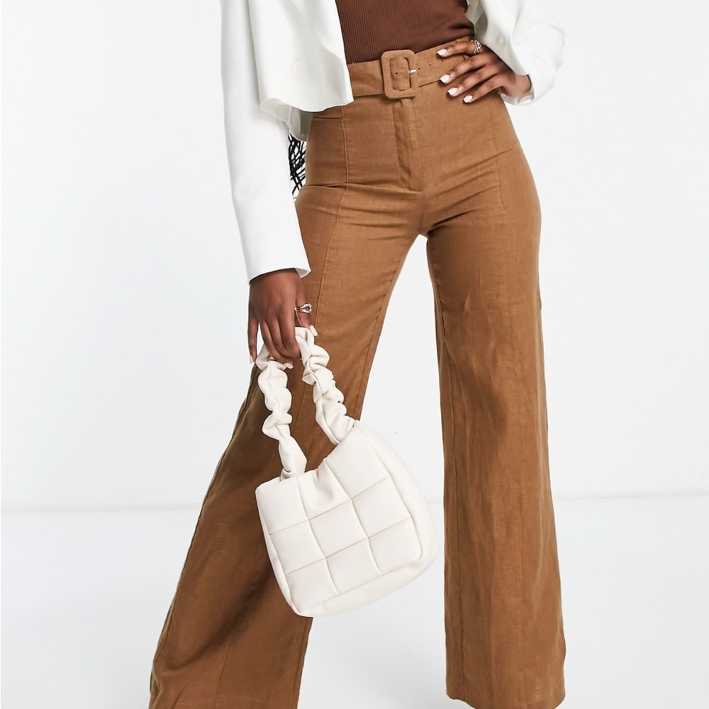 & Other Stories Women's Wide Leg Pants in Brown 100% Linen